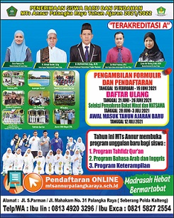 Banner Penerimaan Siswa Baru 2021/2022 MTs Annur Palangka Raya